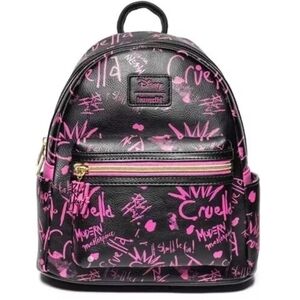 Loungefly Disney Cruella EE EXCLUSIVE Graffiti 10" Faux Leather Mini Backpack